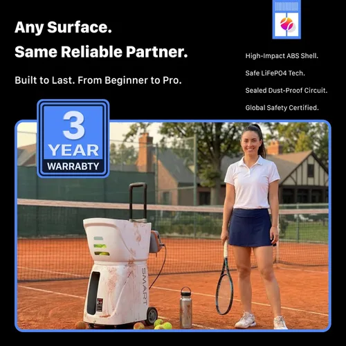 Vista 5 de Máquina de pelotas de tenis PT-Smart: control de aplicación con 12 modos de entrenamiento incorporados, giro de 6 niveles, 28-Pt, 75 MPH, 32.6