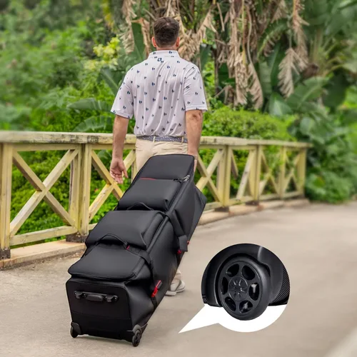 Vista 8 de ASK ECHO LOCKLINK Roller Outdoors Bolsa de viaje de golf de lados suaves con ruedas/negro