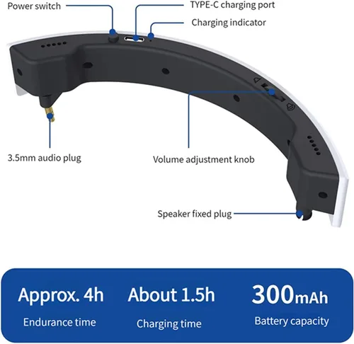 Vista 5 de Mini Speaker for VR2 Headset, 3D Surround Sound Gaming Neckset External Speaker Compatible for VR Headset Sound