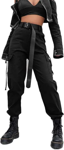 Vista 2 de BEJONS Pantalones cargo de cintura alta para mujer de ajuste relajado para todo el día