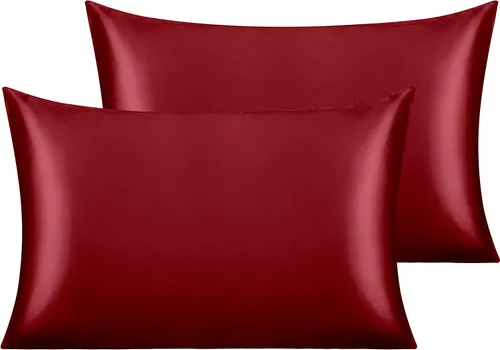 Vista 134 de NTBAY Paquete de 2 fundas de almohada estándar de satén para cabello y piel, lujosas y sedosas fundas de almohada con cierre de sobre, 20 x 26