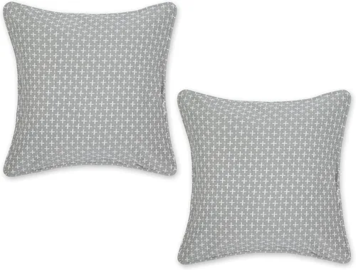 Vista 12 de DII Colección de fundas de almohada, algodón reciclado, cremallera oculta, 18x18, Dobby Plus, blanco roto, 2 piezas