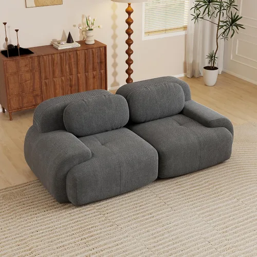 Vista 70 de Sofás seccional modular de 80" sin huesos modernos para sala de estar, juego de sofás comprimidos de 2 plazas con asiento profundo, sin necesidad