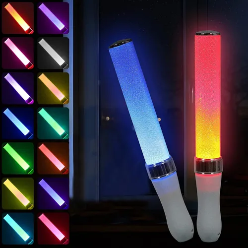 Vista 2 de Varillas incandescentes LED reutilizables (paquete de 2) con 15 modos multicolor, manual y automático, equipados con barras LED alimentadas por