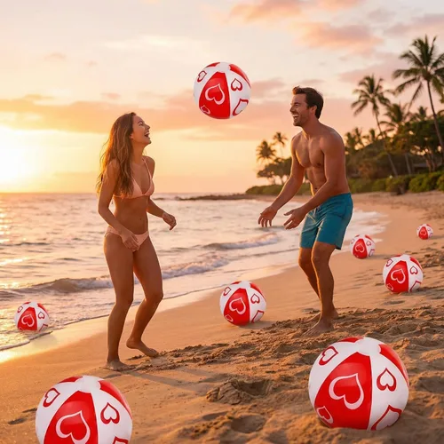 Vista 6 de Wettarn 24 bolas de playa para el día de San Valentín para niños, inflables, de plástico, corazón, decoración de fiesta, intercambio de aula, lindo