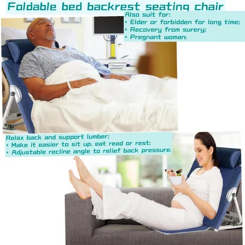 Vista 4 de Silla de cama con soporte para respaldo de cama, respaldo ajustable, asiento de lectura, soporte de 6 grados para sentarse en la playa, cómodo