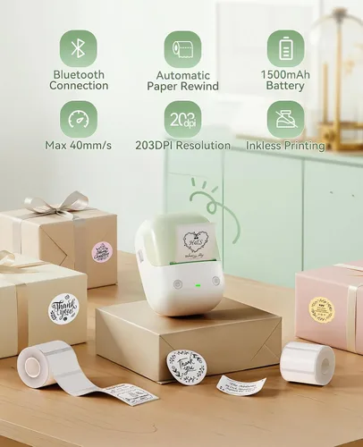 Vista 7 de NIIMBOT Máquina etiquetadora B2 con cinta para oficina en casa, verde
