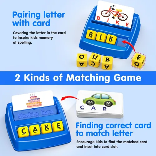Vista 2 de HahaGift Juguetes educativos para niños de 3 a 5 años, juegos de aprendizaje de letras coincidentes, actividades ideales para regalo de Navidad