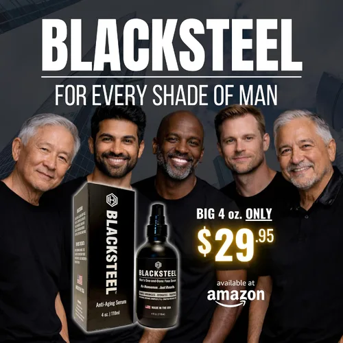 Vista 4 de BLACKSTEEL Suero facial antienvejecimiento para hombre con retinol y ácido hialurónico Solución diaria de un solo paso para arrugas, hidratación