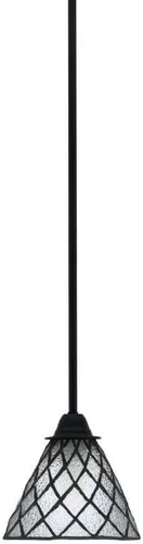 Vista 284 de Toltec Lighting Paramount - Mini colgante de 1 luz en acabado negro mate con cristal de arte perla de 7 pulgadas y estilo negro