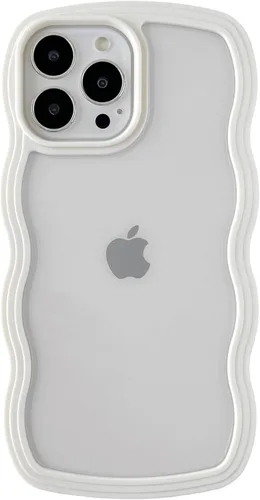 Vista 7 de Caseative Funda para iPhone 13 Pro Max, color negro Forma de marco de onda rizada linda a prueba de golpes suave