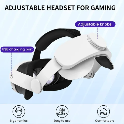 Vista 2 de Head Strap for Meta Oculus Quest 3 - Comfortable Memory Foam Padding, VR Accessories for Meta Quest 3 VR Set, 2023 Release VR Head Strap for