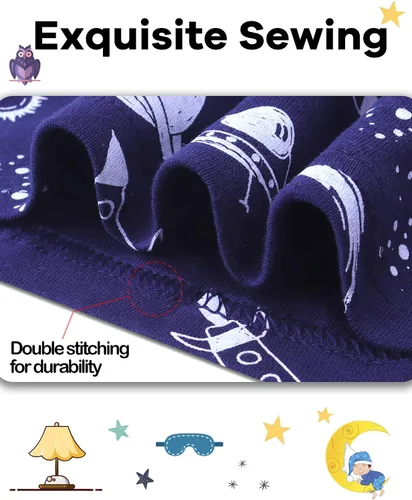 Vista 4 de DAUGHTER QUEEN - Pijama para niños de 4 piezas, conjunto corto 100 % algodón, talla 18 meses-12 años