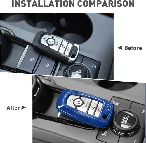 Vista 2 de para Ford Bronco/Sport Carcasa de Llavero, Funda Protectora de Llave Compatible con Ford Bronco/Sport 2021 2022 2023+ (ABS, Azul)