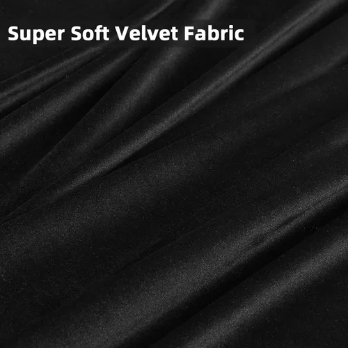 Vista 5 de Joydeco Cortinas de terciopelo negro de 63 pulgadas de largo, 2 paneles, cortinas opacas de lujo con bolsillo para barra, cortinas de ventana