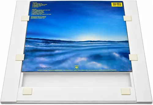 Vista 3 de Marco LP para álbum de discos con diseño de caja de juke mate azul oscuro y un marco de madera maciza (marco negro)