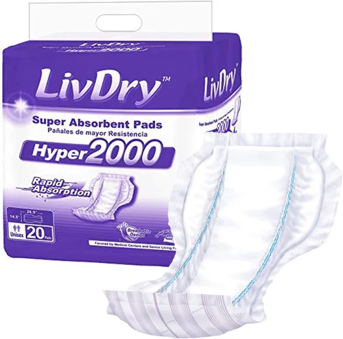 Vista 11 de LivDry Inserto de almohadilla de alta absorción para calzoncillos de incontinencia y pañales para adultos, mujeres y hombres, Hyper 1200