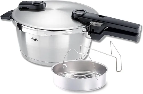 Vista 8 de Fissler Vitaquick - Olla a presión premium, 2.6 cuartos de galón con inserto de vapor y trípode