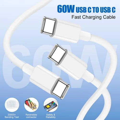 Vista 4 de Cargador para iPhone 16/15 de carga rápida, paquete de 20 W PD USB C cargador de pared rápido Bloque con cable de carga rápida USB C a C