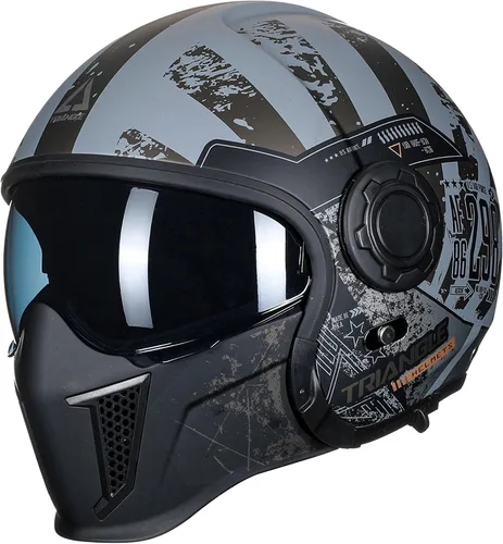 Vista 12 de TRIANGLE Cascos de motocicleta de cara completa, casco de motocross todoterreno para hombres y mujeres, doble visera con protector solar interno