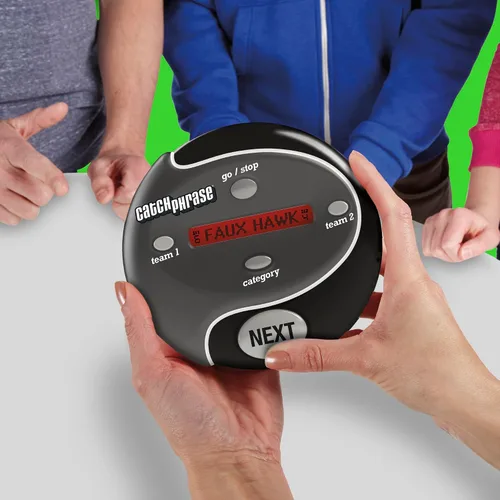 Vista 6 de Hasbro Gaming Catch Phrase - Juego electrónico Divertidos juegos de fiesta de mano activos para adultos, adolescentes y niños 4 o más jugadores