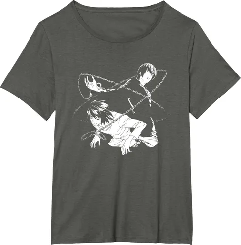 Vista 12 de Death Note Camiseta de anime Light and L Chains Negro