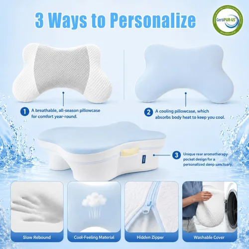 Vista 6 de Side Sleeper Pillow with Arm Hole, Ergonomic Memory Foam Cervical Pillow for Neck and Shoulder Pain Relief 2PCS Pillowcase, Ergonomic Knee, Leg, Arm