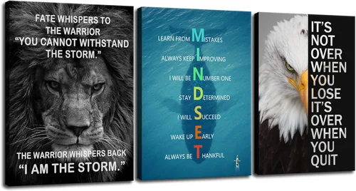 Vista 36 de Arte de Pared Motivacional 40 Razones para Entrenar 3 Piezas Pintura Impresión en Lienzo Decoración de Oficina Póster Mentalidad Millonaria