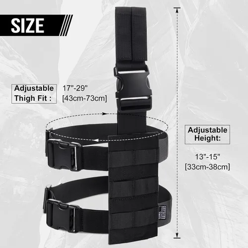 Vista 7 de OneTigris Mini Molle Panel for Tools, Drop Leg Platform Minimalist Adjustable Thigh Rig for Flashlight