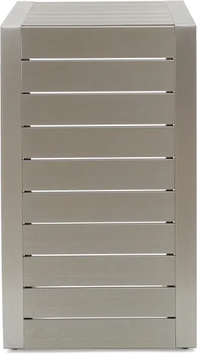 Vista 6 de Christopher Knight Home Cape Coral - Sillas de aluminio para exteriores con mesa auxiliar, color caqui y plateado