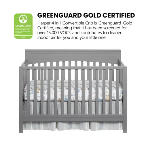 Vista 6 de Oxford Baby Harper - Cuna convertible 4 en 1, gris paloma, certificado GreenGuard Gold
