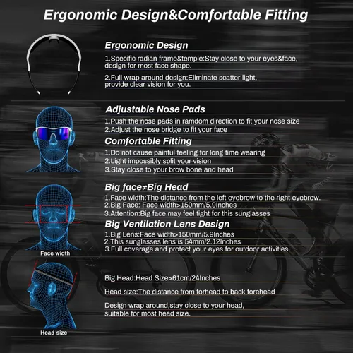 Vista 5 de ROCKNIGHT Gafas de sol deportivas polarizadas de alta definición, ciclismo, conducción, béisbol, exteriores, ultraligeras TR90, marco grande