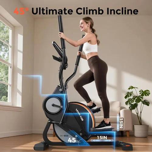 Vista 3 de YOSUDA Elliptical Exercise Machine, Compact 3-in-1 (Elliptical + Cardio Climber + Stair Stepper) Elliptical for Home with 45°Incline, 15.5IN Stride