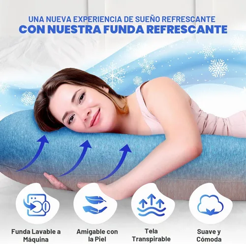 Vista 5 de Almohadas de embarazo para dormir – Almohada de maternidad de 57 pulgadas para mujeres embarazadas con funda extraíble lavable – Soporte para Beige