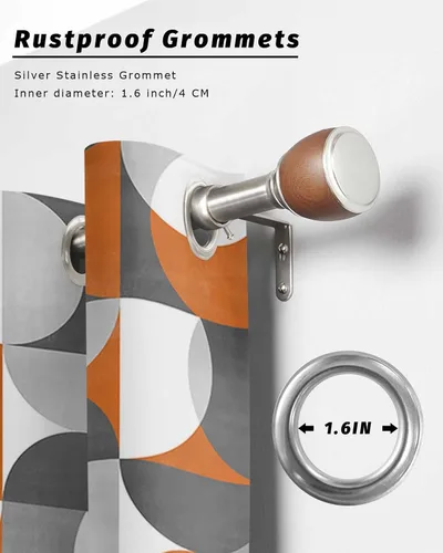 Vista 6 de Orange Grey Outdoor Curtains for Patio Waterproof Drapery,Grommet Window Curtain Drapes for Living Room,Bedroom,Doorway,Kitchen,Cafe,Porch,Cabana