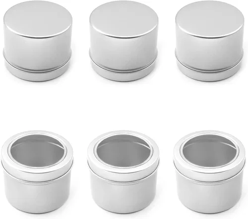 Vista 72 de Othmro Latas redondas de metal de 8.3 onzas, latas de aluminio, contenedores recargables de 8.5 fl oz, botellas de lata con tapa de tornillo