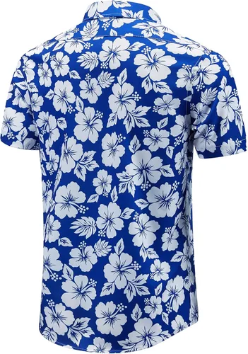 Vista 3 de EUOW - Camisas hawaianas para hombre de manga corta con botones, estampadas para la playa y el verano