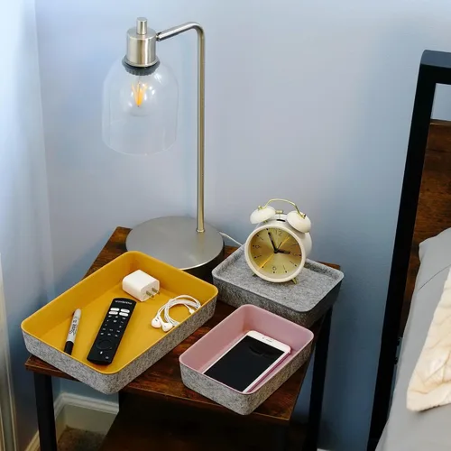 Vista 3 de Welaxy Organizador de cajones de fieltro con tapa con tapas, organizador apilable de escritorio, caja de almacenamiento para manualidades