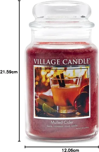 Vista 4 de Village Candle Vela perfumada en tarro de boticario de vidrio grande de sidra caliente, 21.25 oz, roja