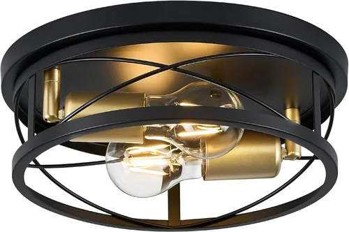 Vista 10 de Luces de granja, lámpara de techo industrial negra de montaje empotrado, lámpara de techo para pasillo, dormitorio, cocina, entrada, 2 luces