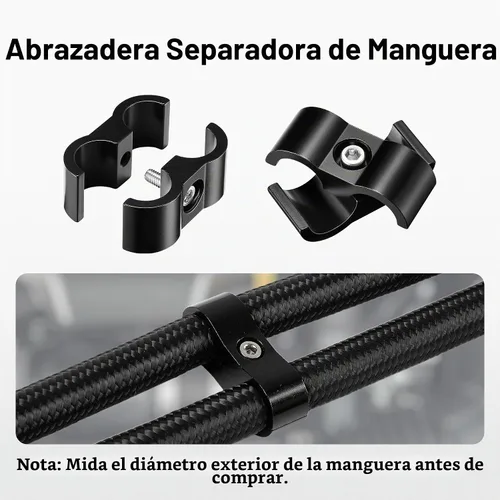 Vista 2 de EVIL ENERGY 4AN Abrazadera Separadora de Manguera, Abrazadera de Montaje de Línea de Combustible AN4 de Aluminio Negro 4PCS