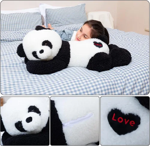 Vista 4 de Somao Juguete de peluche de oso panda gigante, lindo panda grande, almohada suave para abrazar para niños, novia, cojín para dormir, regalo
