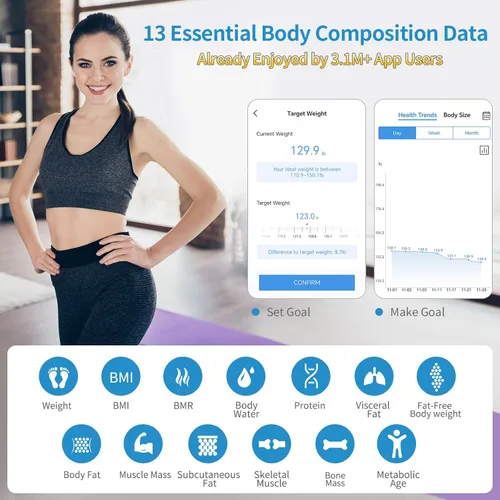 Vista 4 de Homebuds FSA&HSA Smart Weight Scale, Precision 0.1lb by Our Professional Scale Factory Since 2001, Bluetooth Scale for Body Weight App Sync 13 Body