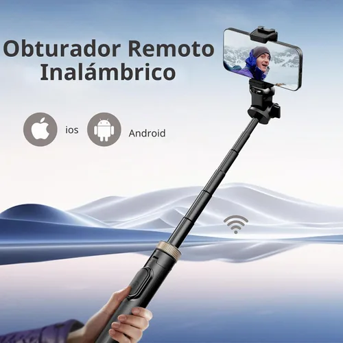 Vista 2 de Sensyne Trípode extensible de 72" para iPhone y Selfie Stick con soporte de teléfono desmontable y control remoto inalámbrico, compatible con todos
