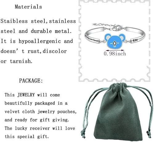 Vista 2 de MTYCTWED Love Yourself Pulsera Kpop Star Charm Pulsera de doble bucle regalo inspirador para amantes de la música, regalo de joyería para niñas