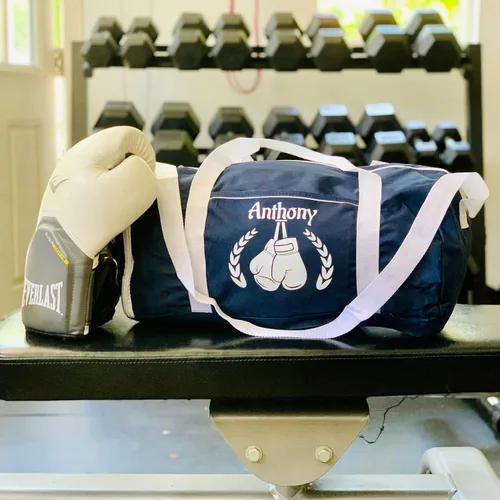 Vista 2 de Bolsa de lona personalizada para deportegimnasio, boxeo, fútbol, gimnasia, danza, béisbol, fútbol, baloncesto, artes marciales, Negro -, Boxeo