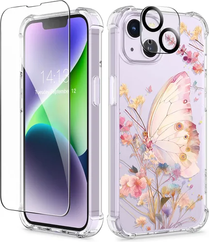 Vista 144 de GVIEWIN - Funda para iPhone 11 con protector de pantalla + protector de lente de cámara, cubierta protectora transparente suave de poliuretano