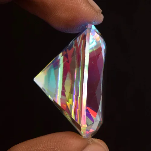 Vista 2 de REAL-GEMS Excelente topacio místico con corte de cojín, 28,15 quilates, topacio místico blanco facetado, ideal para joyas