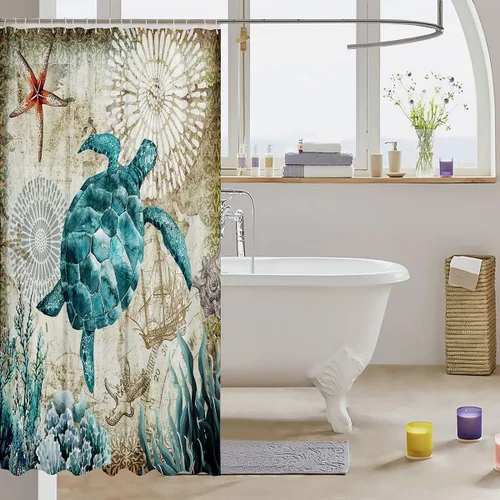 Vista 17 de Cortina de ducha de baño de mármol, cortina de ducha de tela gris y blanca con ganchos, arte único estampado de teñido anudado 3D, accesorios
