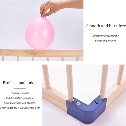 Vista 3 de Jolan Corralito para bebés de madera, para interiores y exteriores, centro de actividades para niños, valla transpirable y duradera, corralito